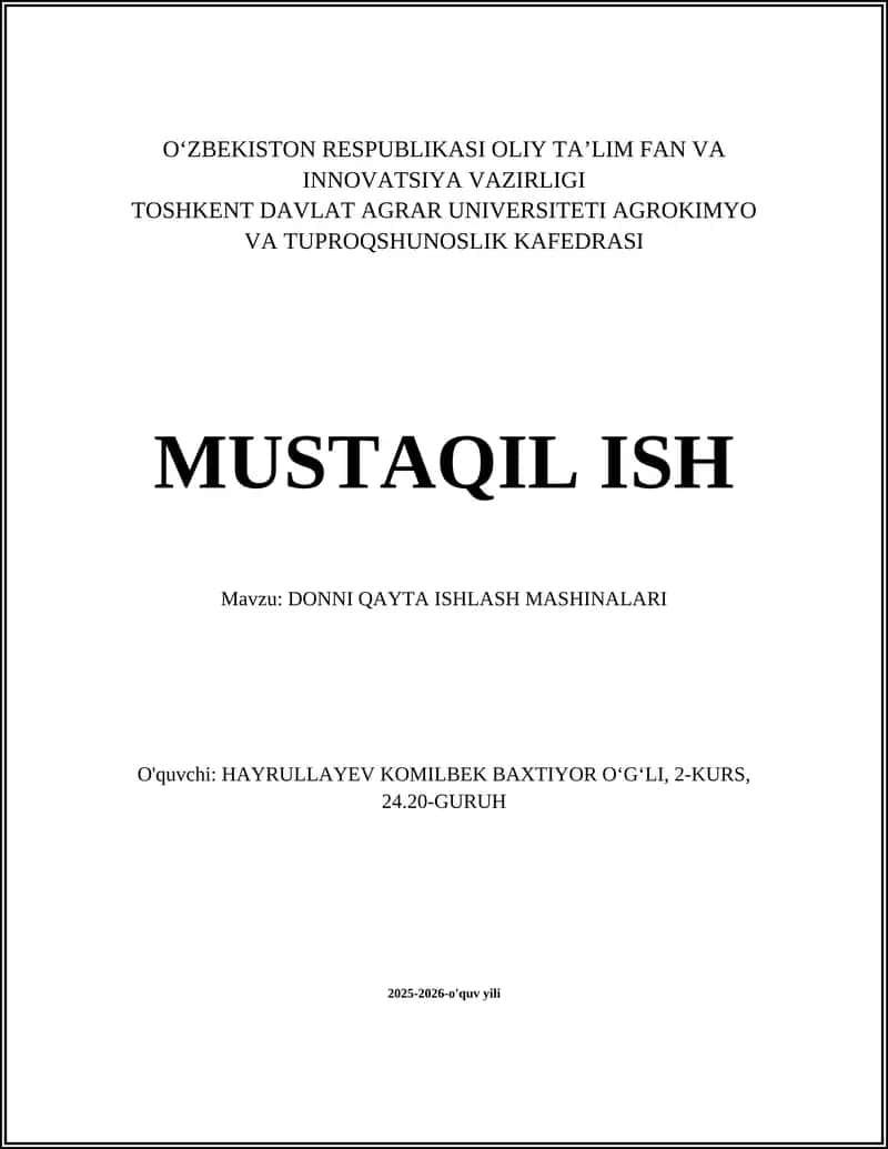 DONNI QAYTA ISHLASH MASHINALARI 1
