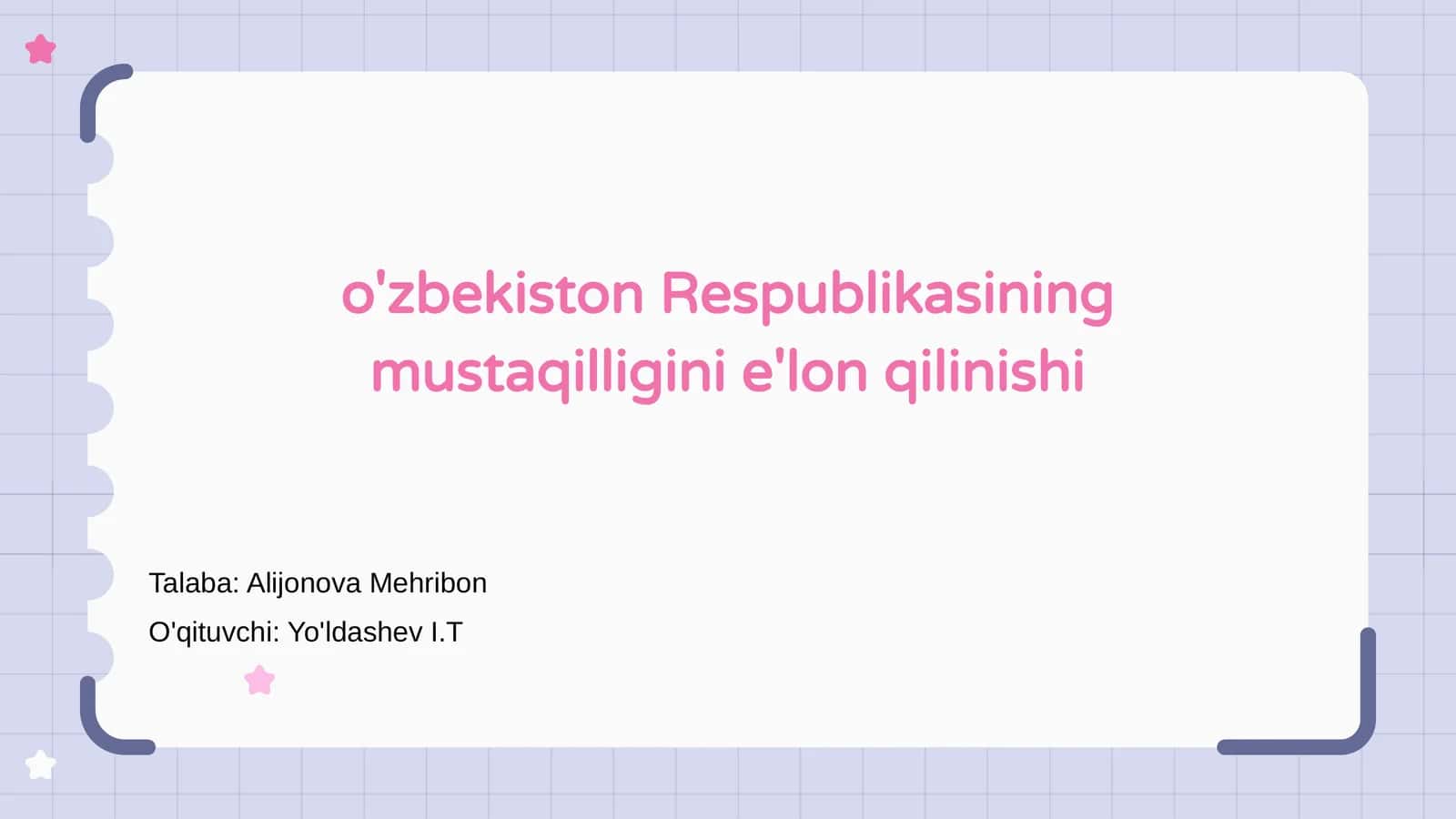 O'zbekiston Mustaqilligi E'lon Qilindi 1