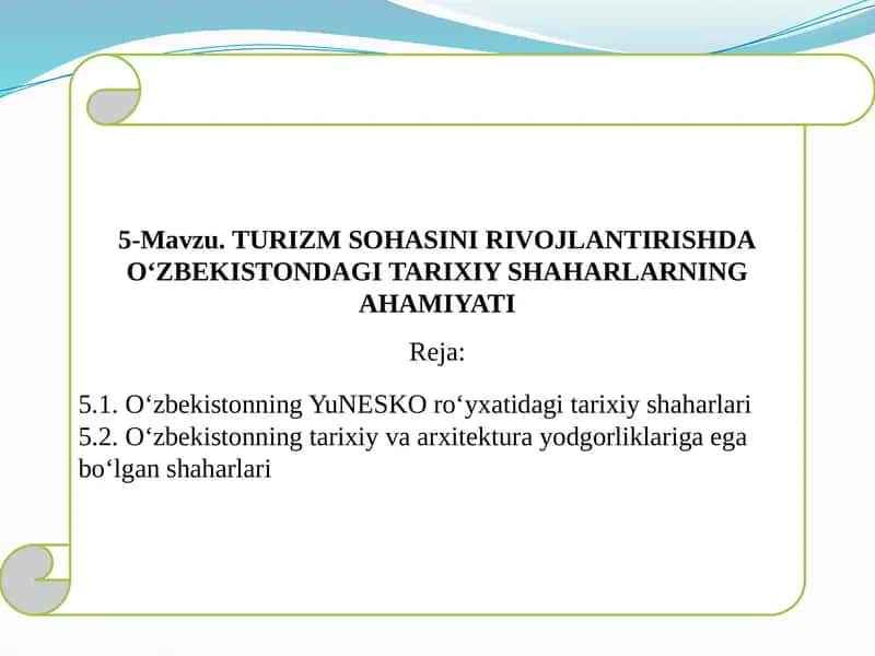 O‘zbekistonning tarixiy va arxitektura yodgorliklariga ega bo‘lgan shaharlari 1