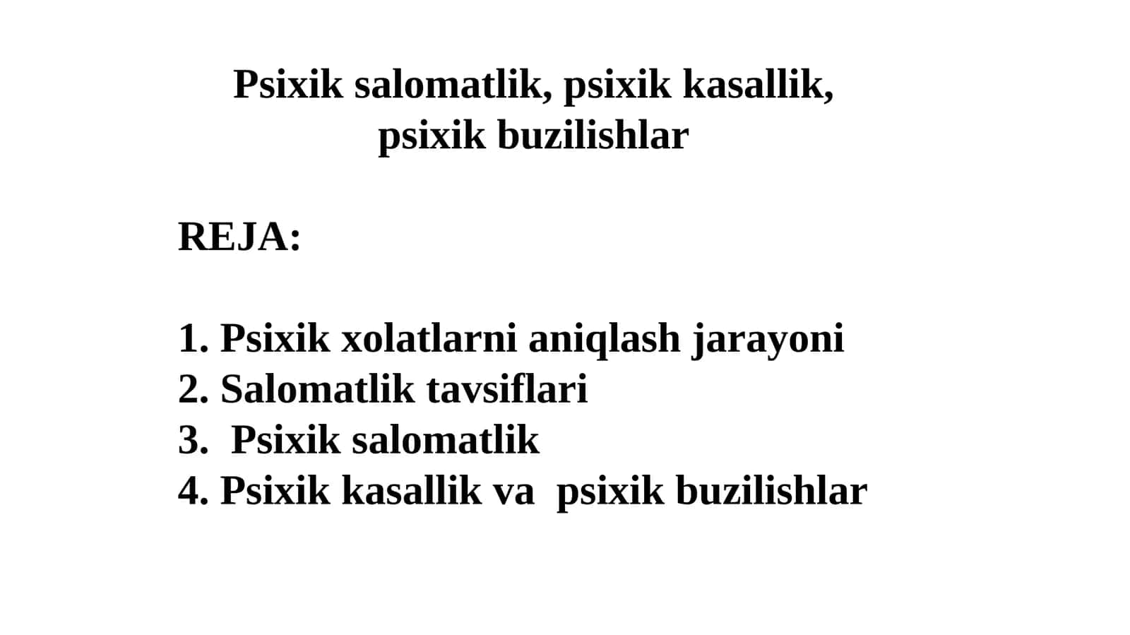 Psixiksalomatlik, psixikkasallik, psixikbuzilishlar 1