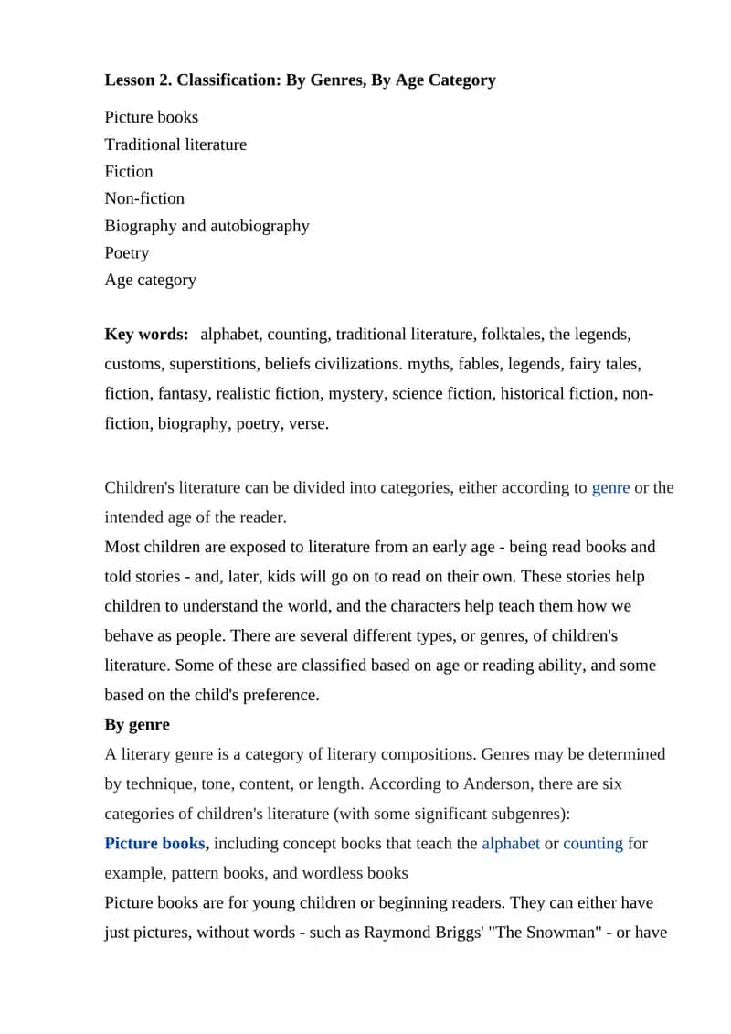 Classification of Literature 1