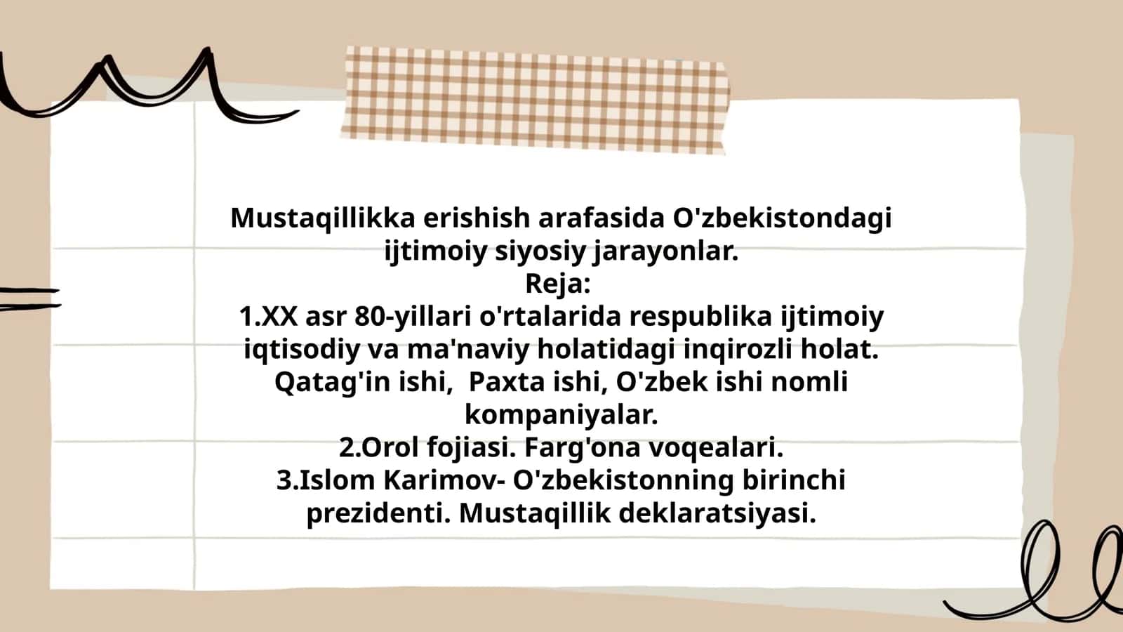 Mustaqillikka erishish arafasida O'zbekistondagi ijtimoiy siyosiy jarayonlar 1