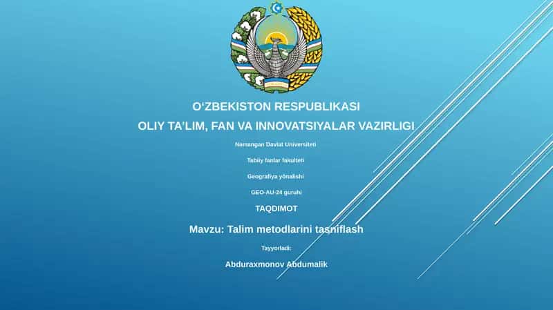 Talim metodlarini tasniflash 1