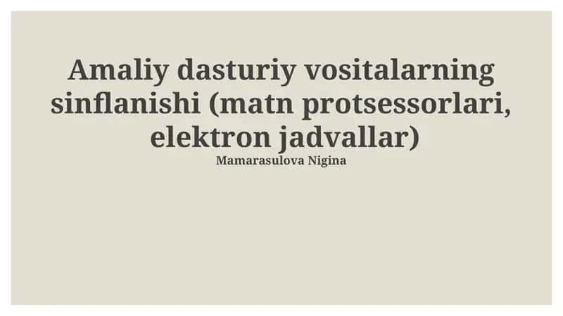Amaliy Dasturiy Ta'minot Vositalari 1