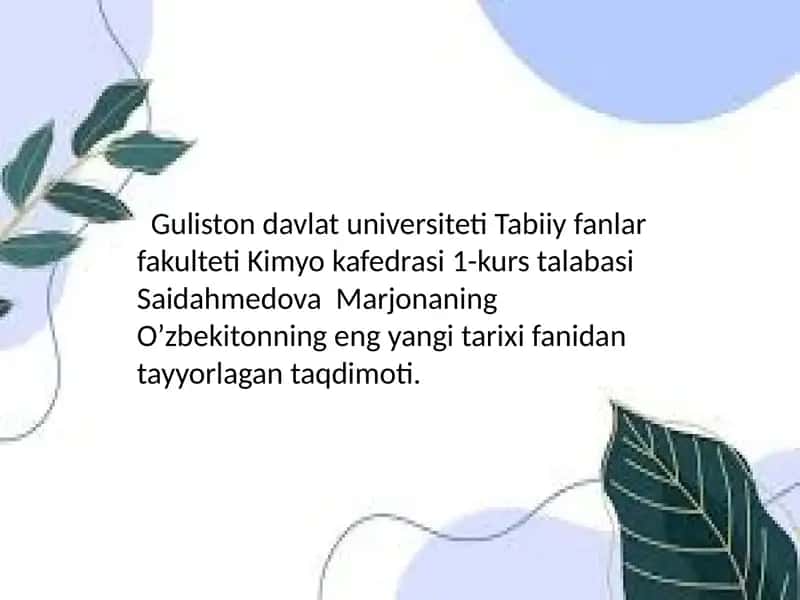O’zbekistonning Eng yangi tarixi 1