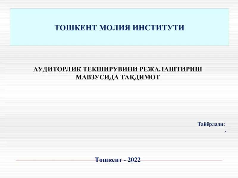 Auditorlik tekshiruvini rejalashtirish 1