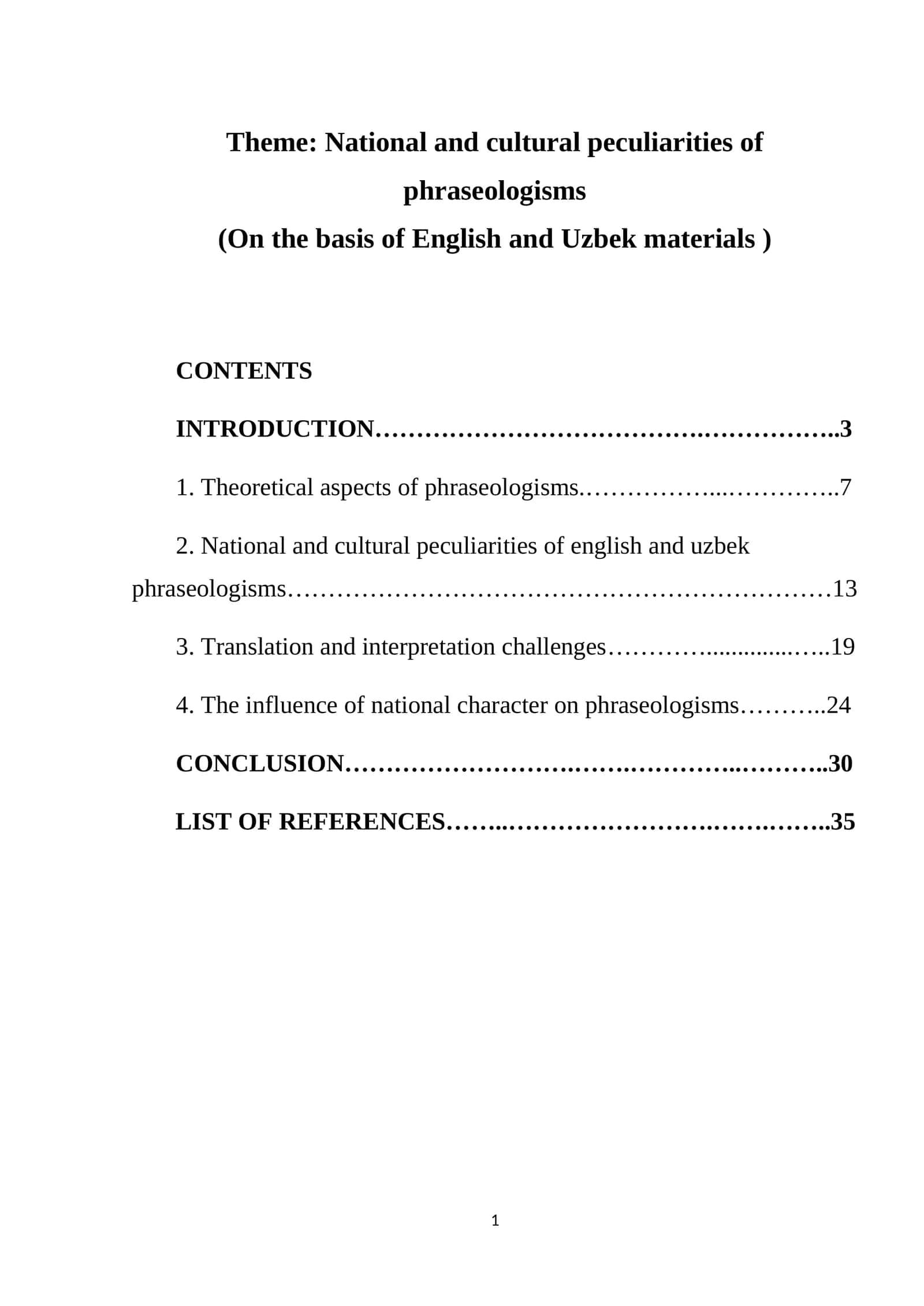 National and cultural peculiarities of phraseologisms (On the basis of English and Uzbek materials ) 1