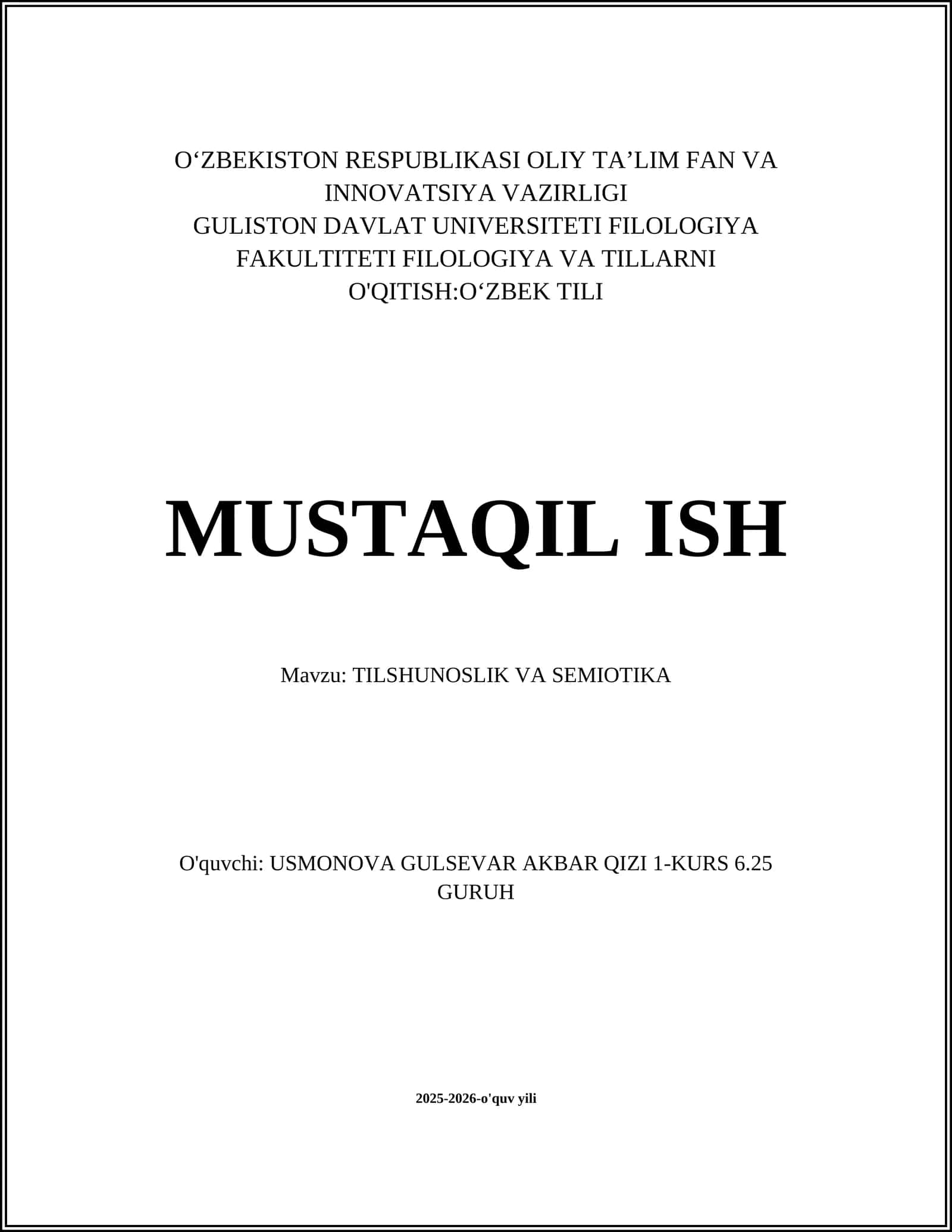 TILSHUNOSLIK VA SEMIOTIKA 1