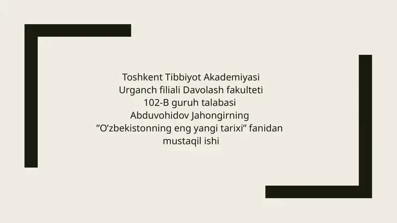 O‘zbekistonning eng yangi tarixi 1