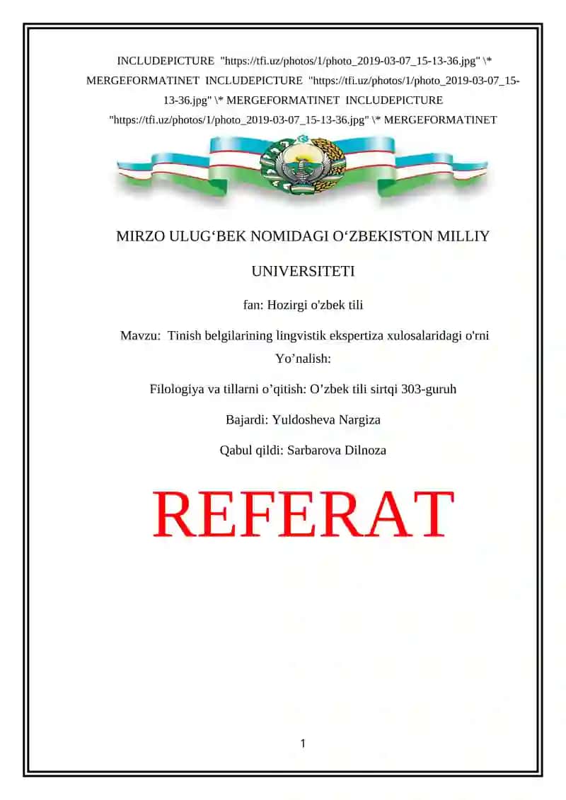 Tinish belgilarining lingvistik ekspertiza xulosalaridagi o'rni