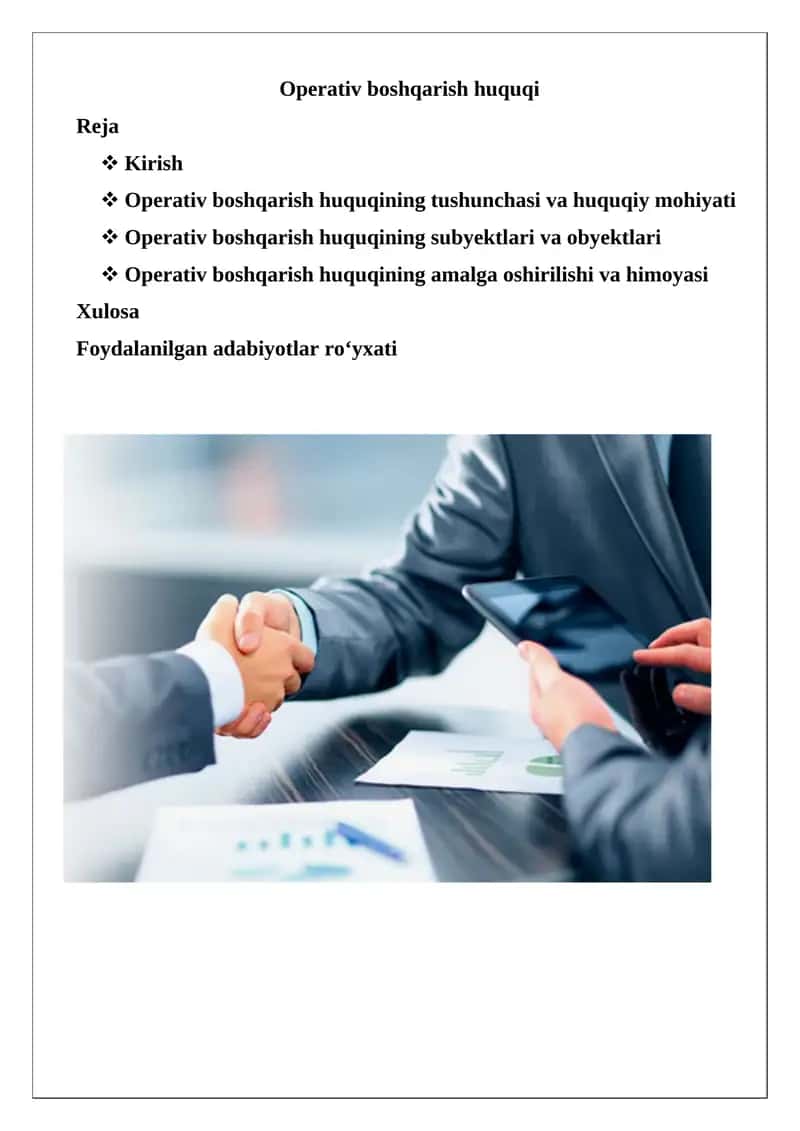 Operativ boshqarish huquqi 1