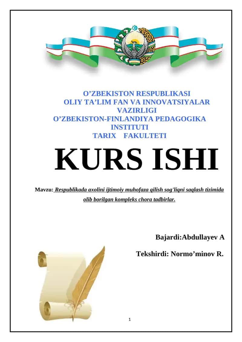 Respublikada axolini ijtimoiy muhofaza qilish sog'liqni saqlash tizimida olib borilgan kompleks chora tadbirlar 1