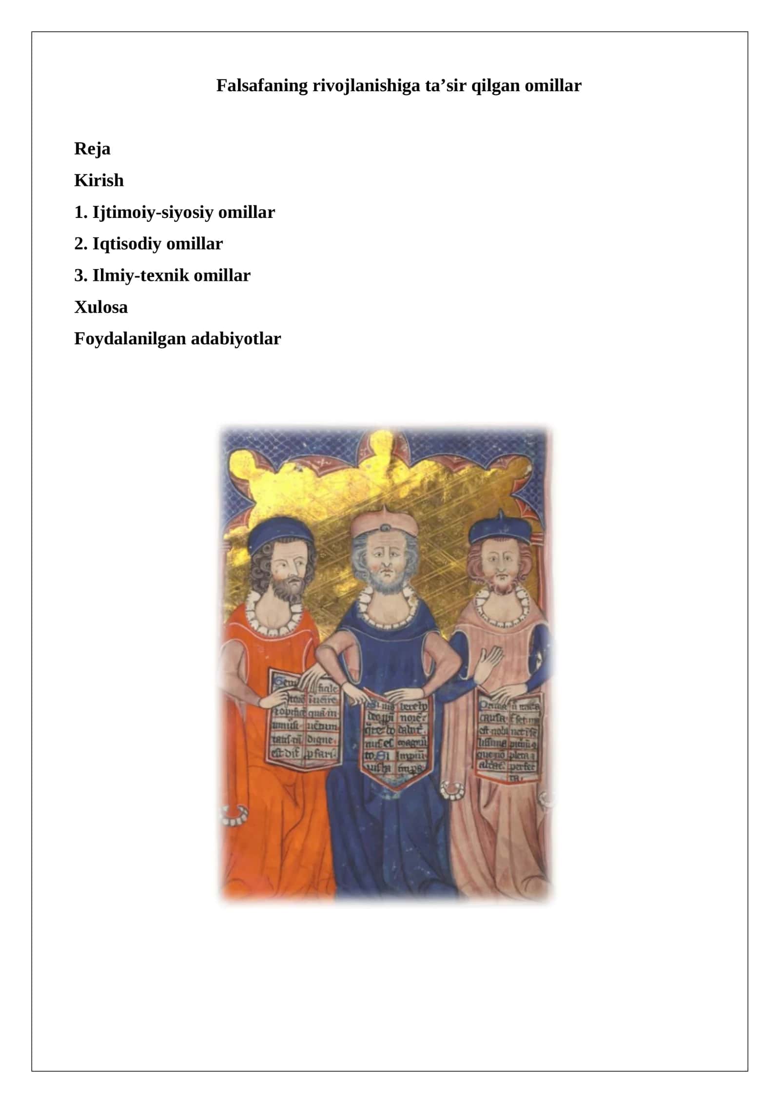 Falsafaning rivojlanishiga ta’sir qilgan omillar 1