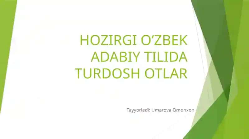 Ho'zirgi Oʻzbek adabiy tilida Turdosh Otlar
