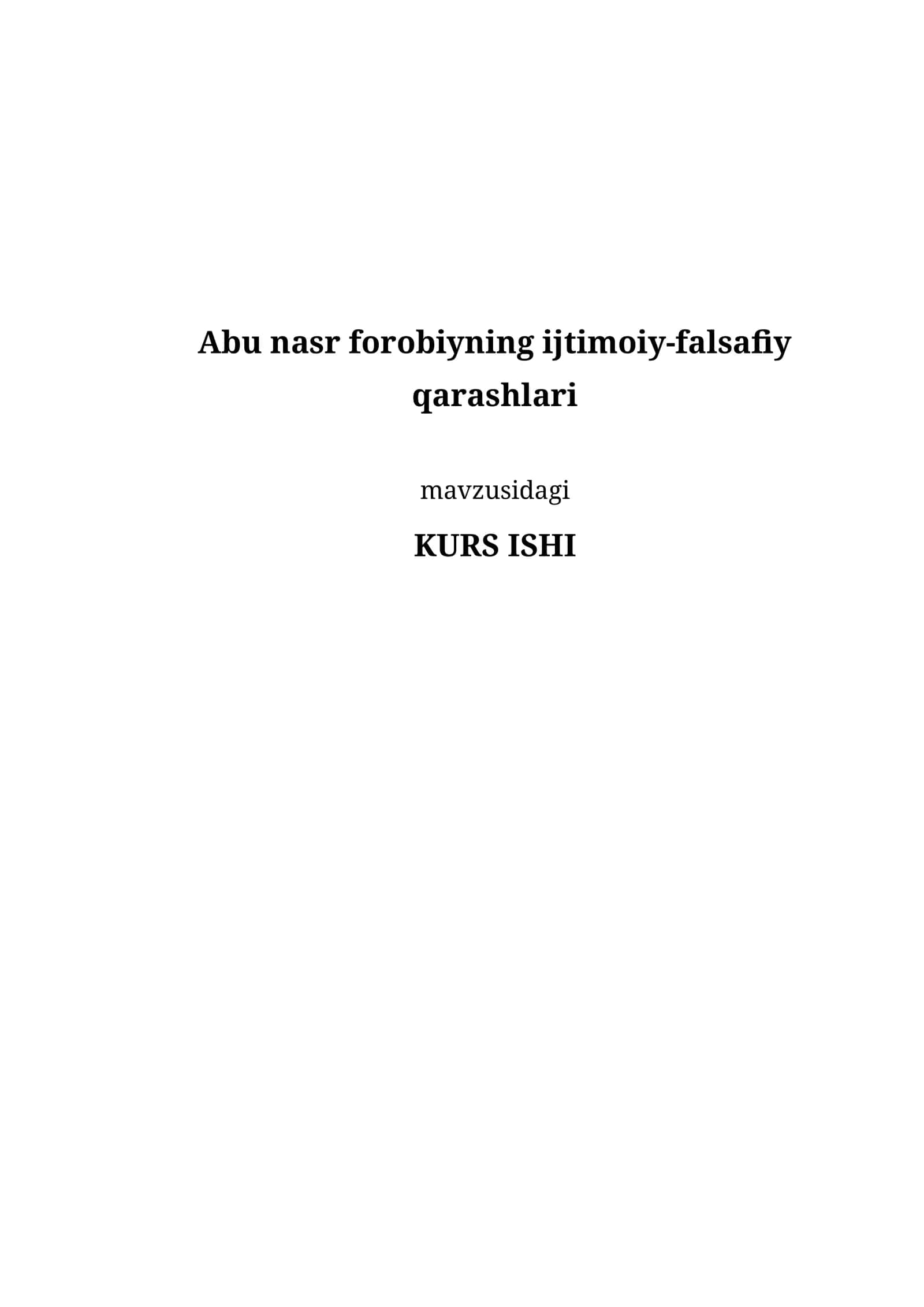 Abu nasr forobiyning ijtimoiy-falsafiy qarashlari 1