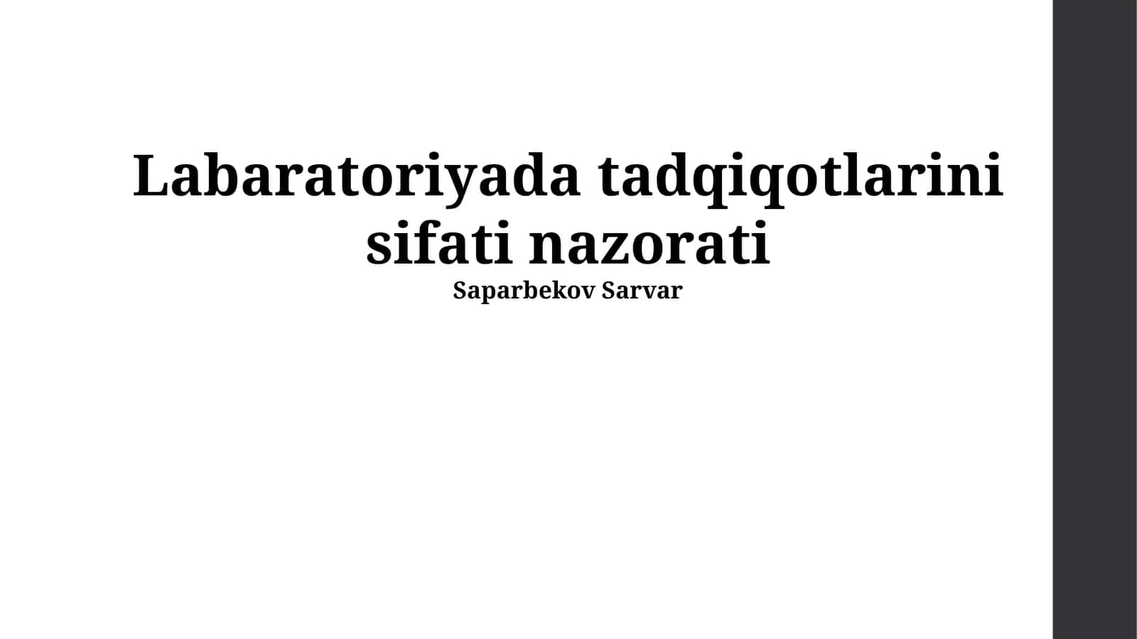 Laboratoriya Tadqiqotlarining Sifat Nazorati Tizimlari 1