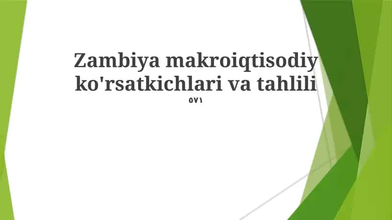 Zambiya makroiqtisodiy ko'rsatkichlari va tahlili 1