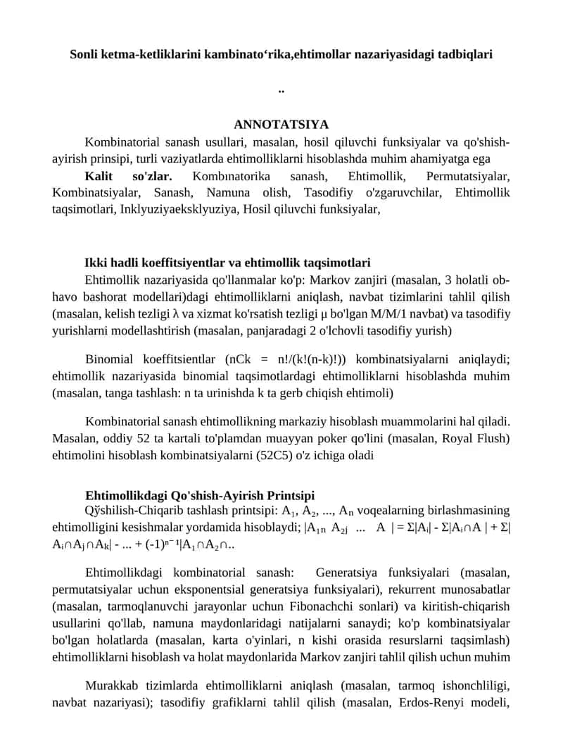 Kombinatorial sanash usullari 1