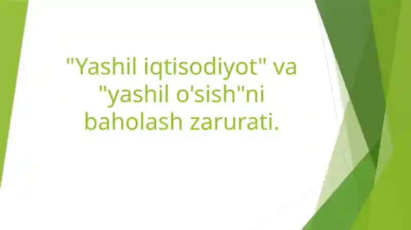 Yashiliqtisodiyot va yashilo'sish