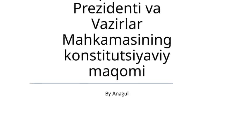Vazirlar Mahkamasining tarkibi va shakllanishi 1