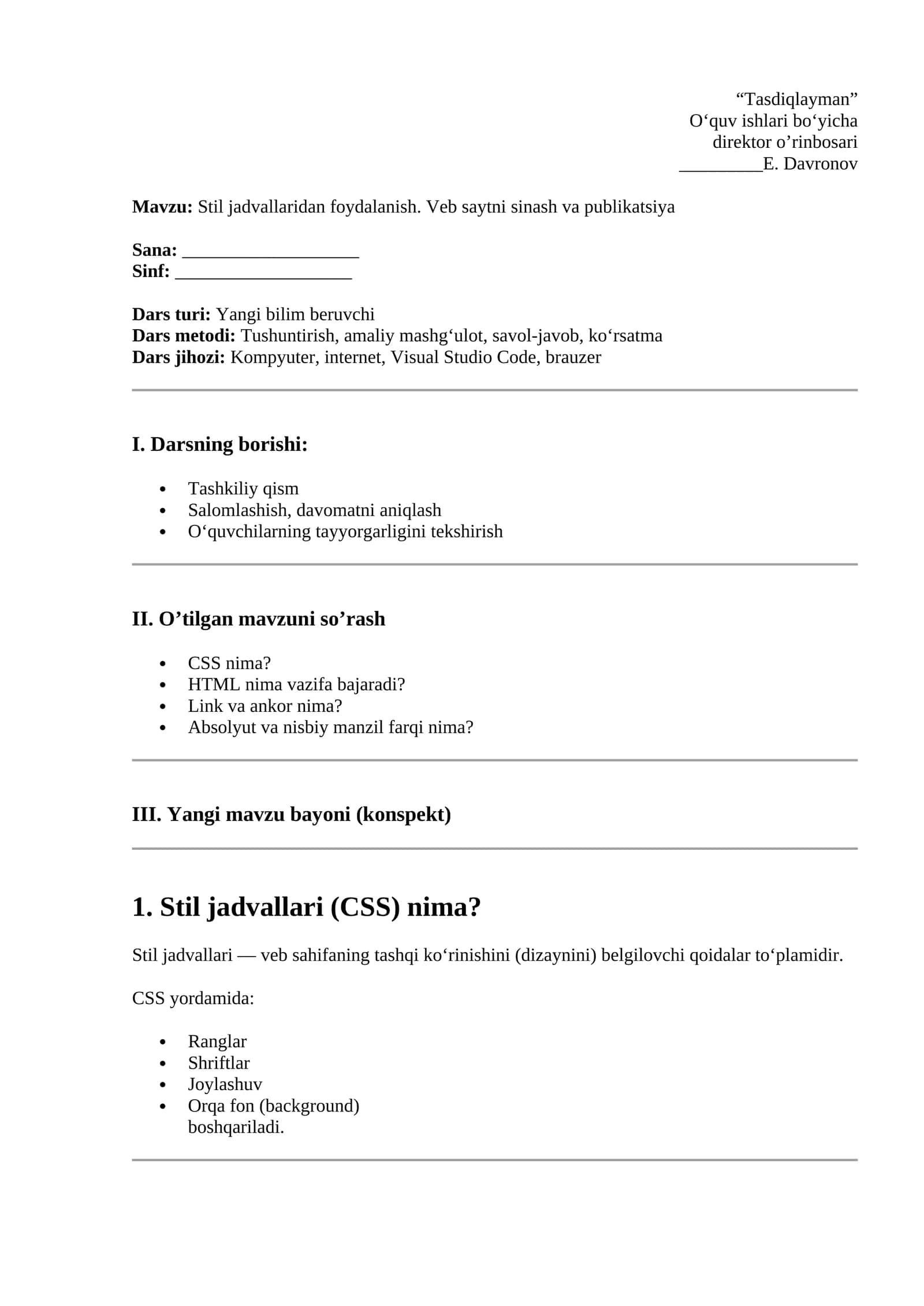 Stil jadvallari (CSS) nima? 1