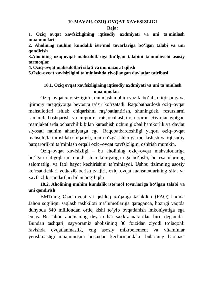 Oziq-ovqat xavfsizligi 1