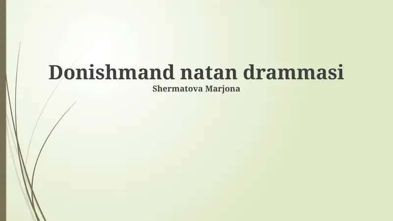 Donishmand natan drammasi 1