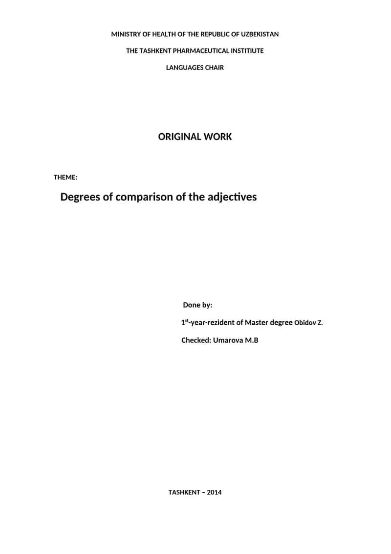 Degrees of comparison of the adjectives 1