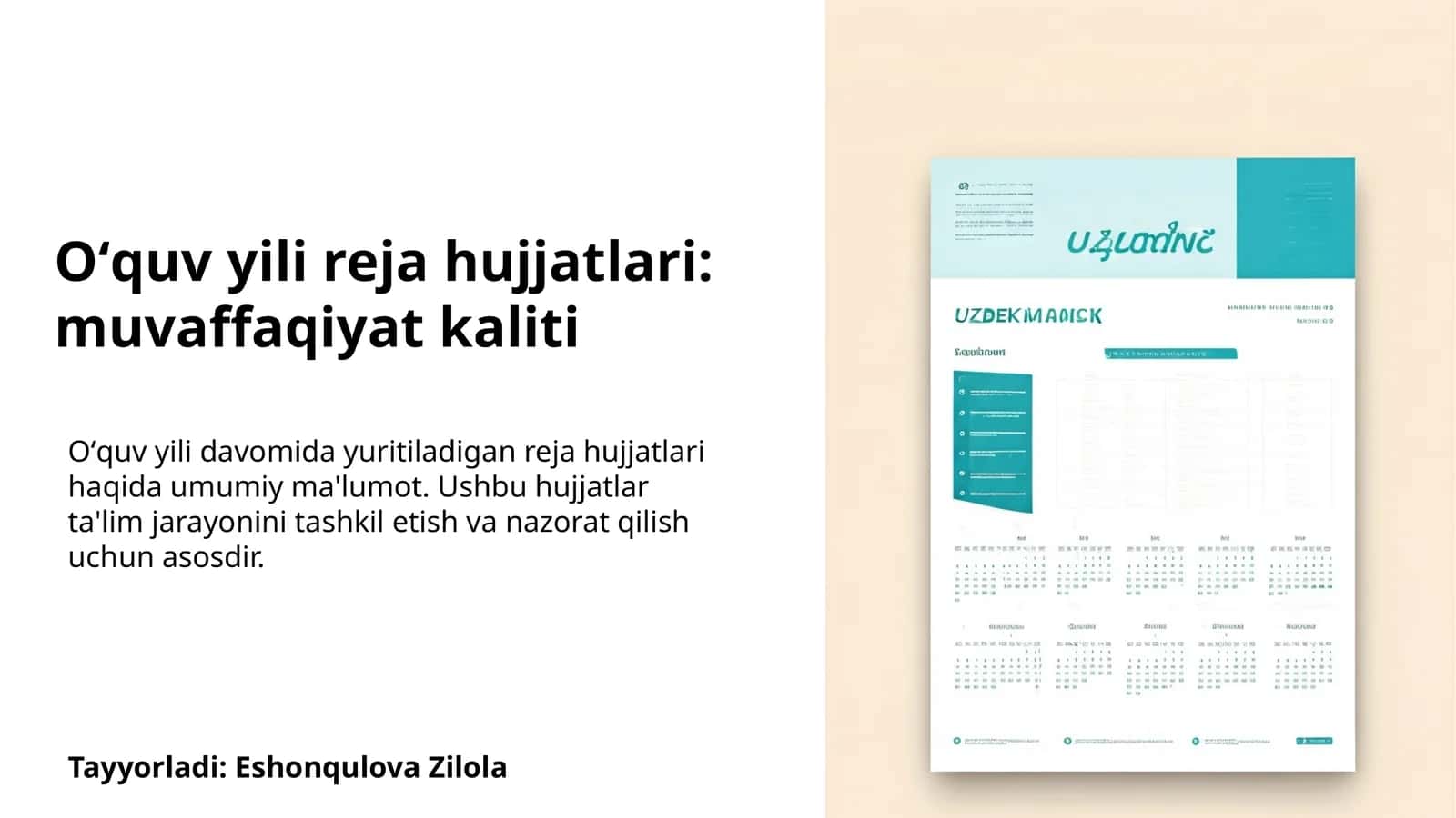 Oʻquv yili reja hujjatlari: muvaffaqiyat kaliti 1