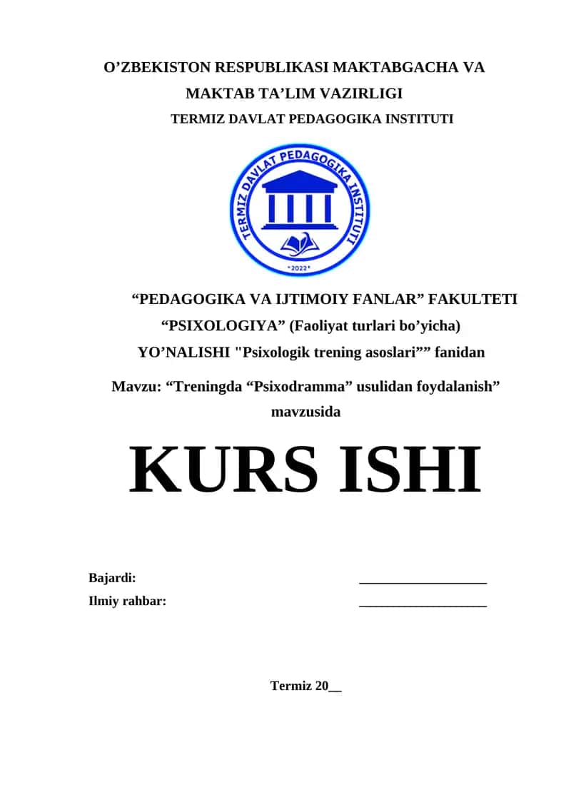 Treningda Psixodramma usulidan foydalanish 1