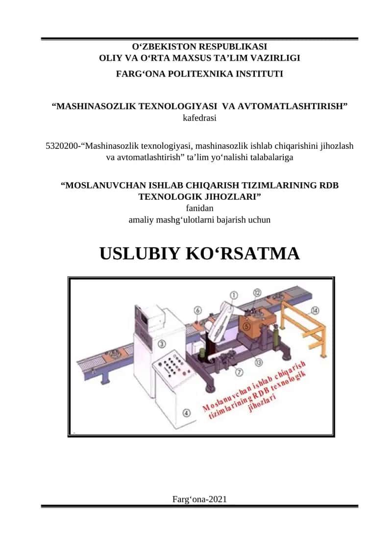 Moslanuvchan Ishlab Chiqarish Tizimlarining RDB Texnologik Jihozlari 1