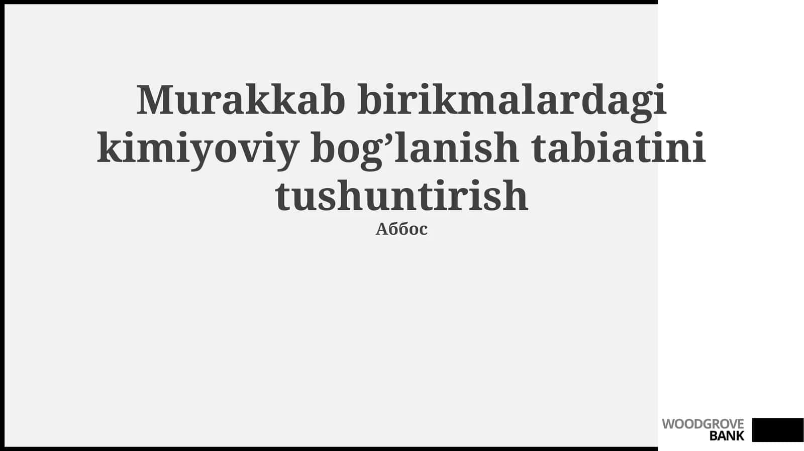 Koordinatsion kimyo asoslari: Ligandlar va Metall markazlari 1