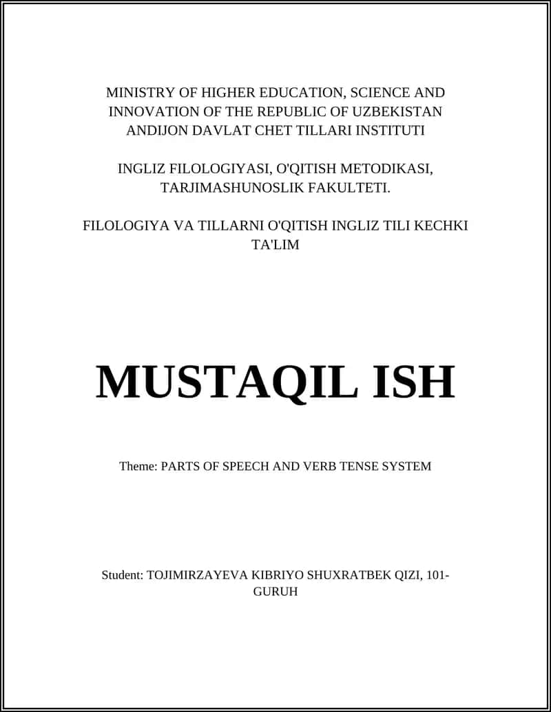 FILOLOGIYA VA TILLARNI O'QITISH INGLIZ TILI KECHKI TA'LIM 1