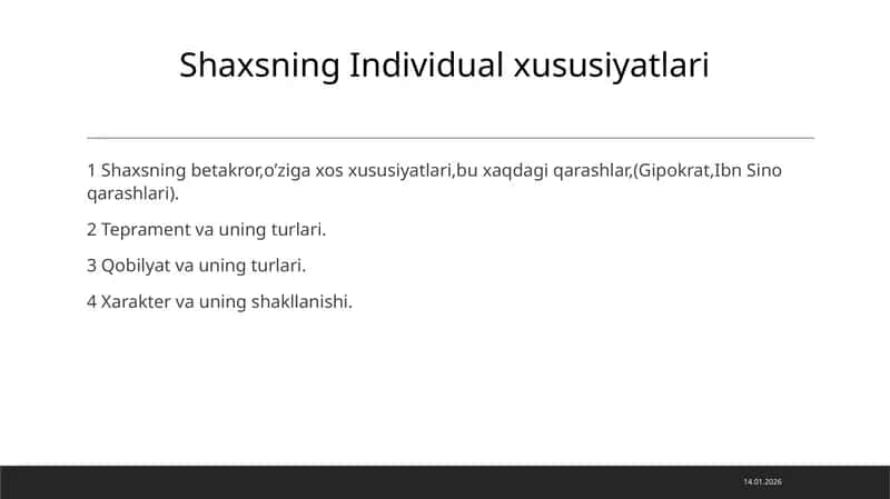 Shaxsning individual xususiyatlari 1