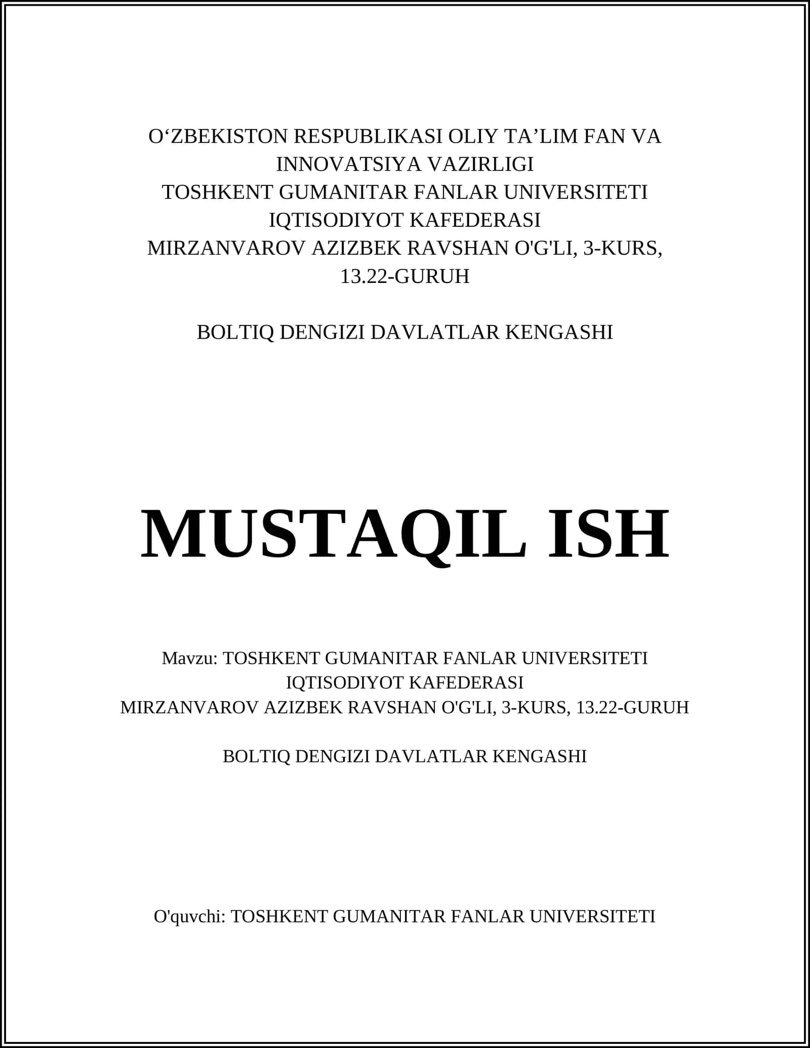 Boltiq Dengizi Davlatlarining Iqtisodiy Integratsiyasi 1