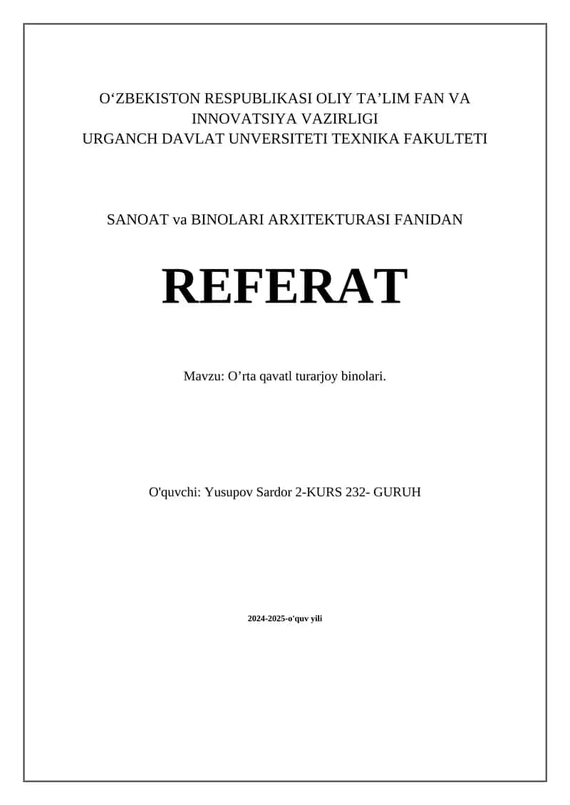 O’rta qavatl turarjoy binolari 1