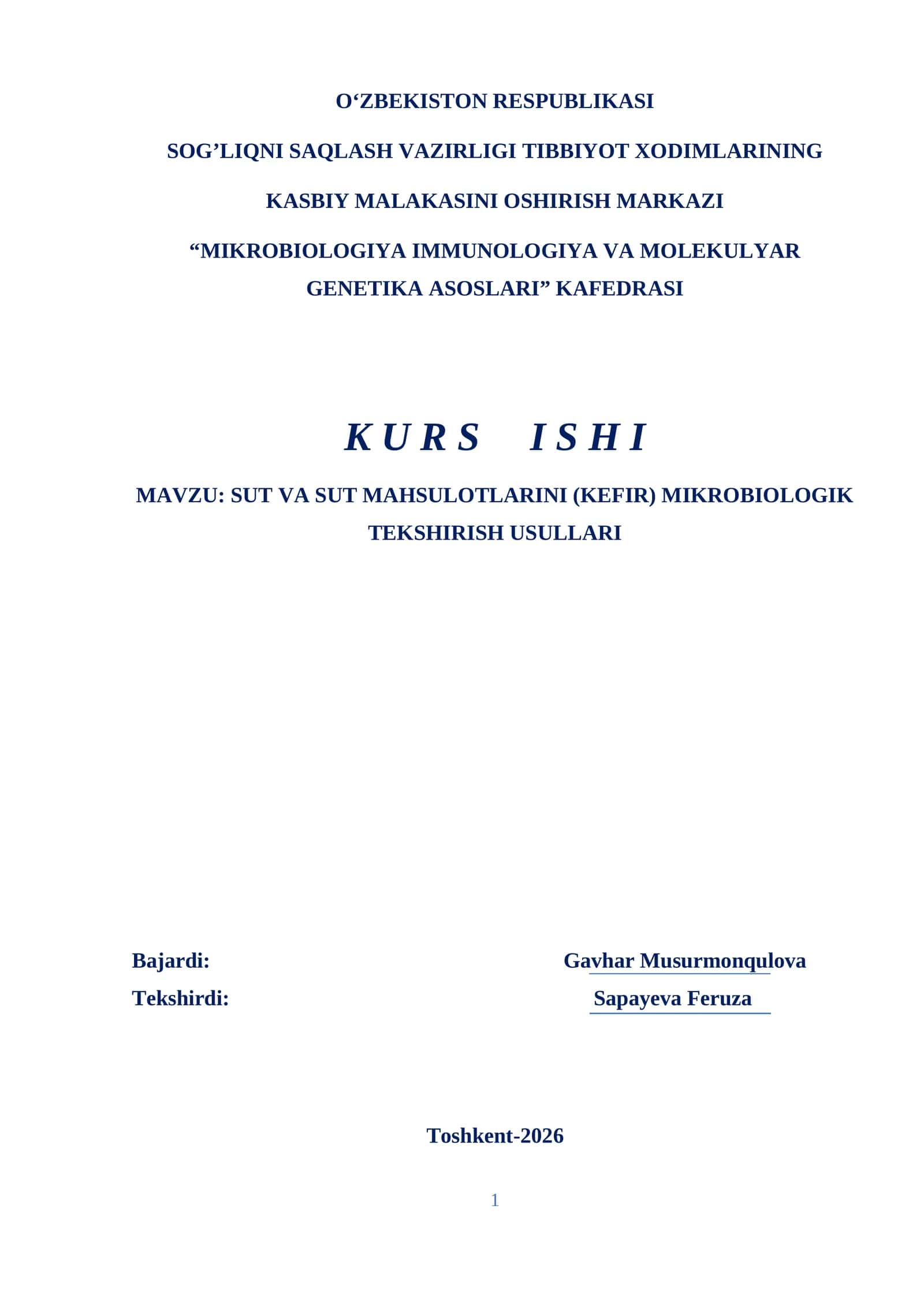 Sut va sut mahsulotlarini mikrobiologik tekshirish usullari 1