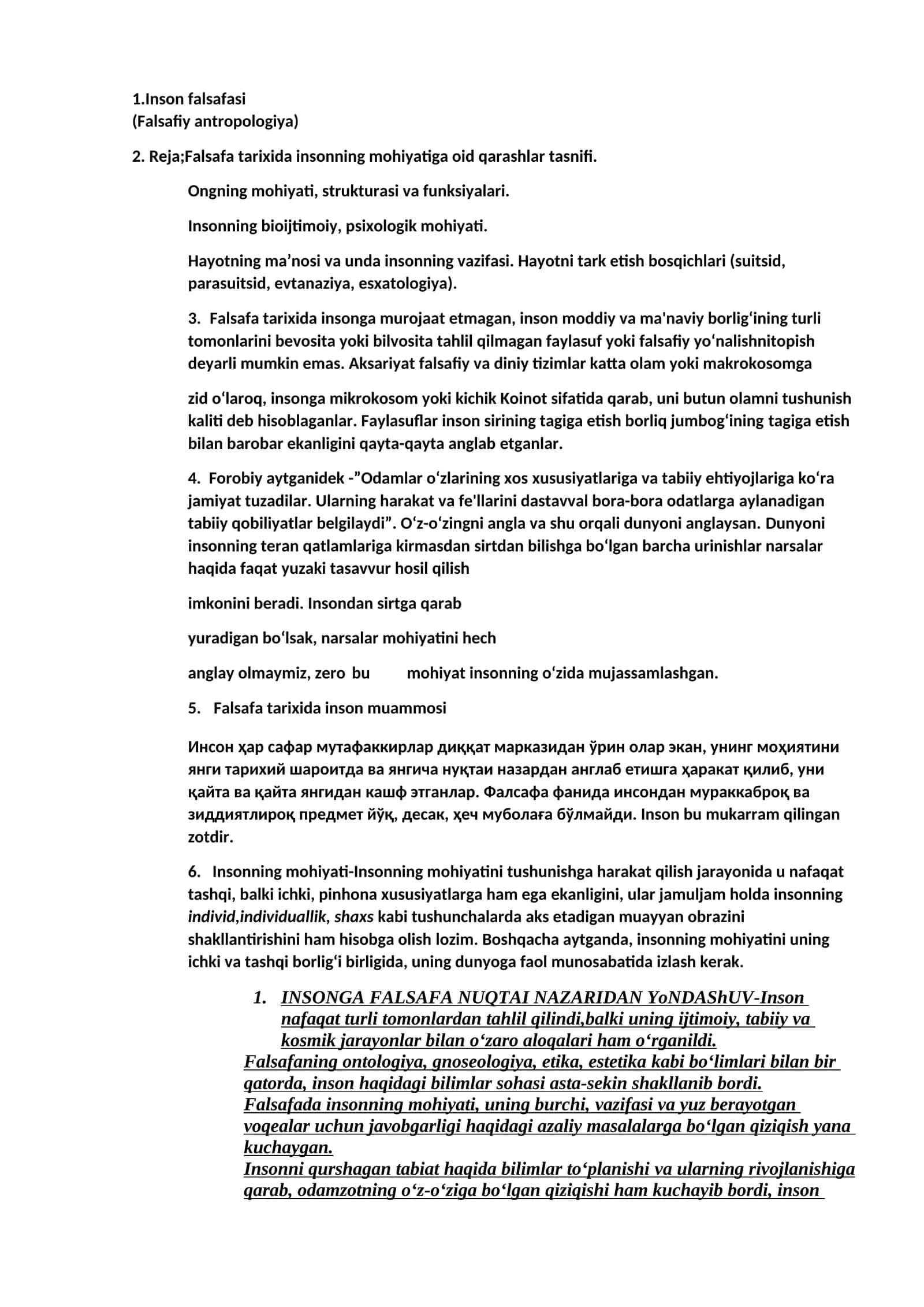 Inson falsafasi (Falsafiy antropologiya) 1