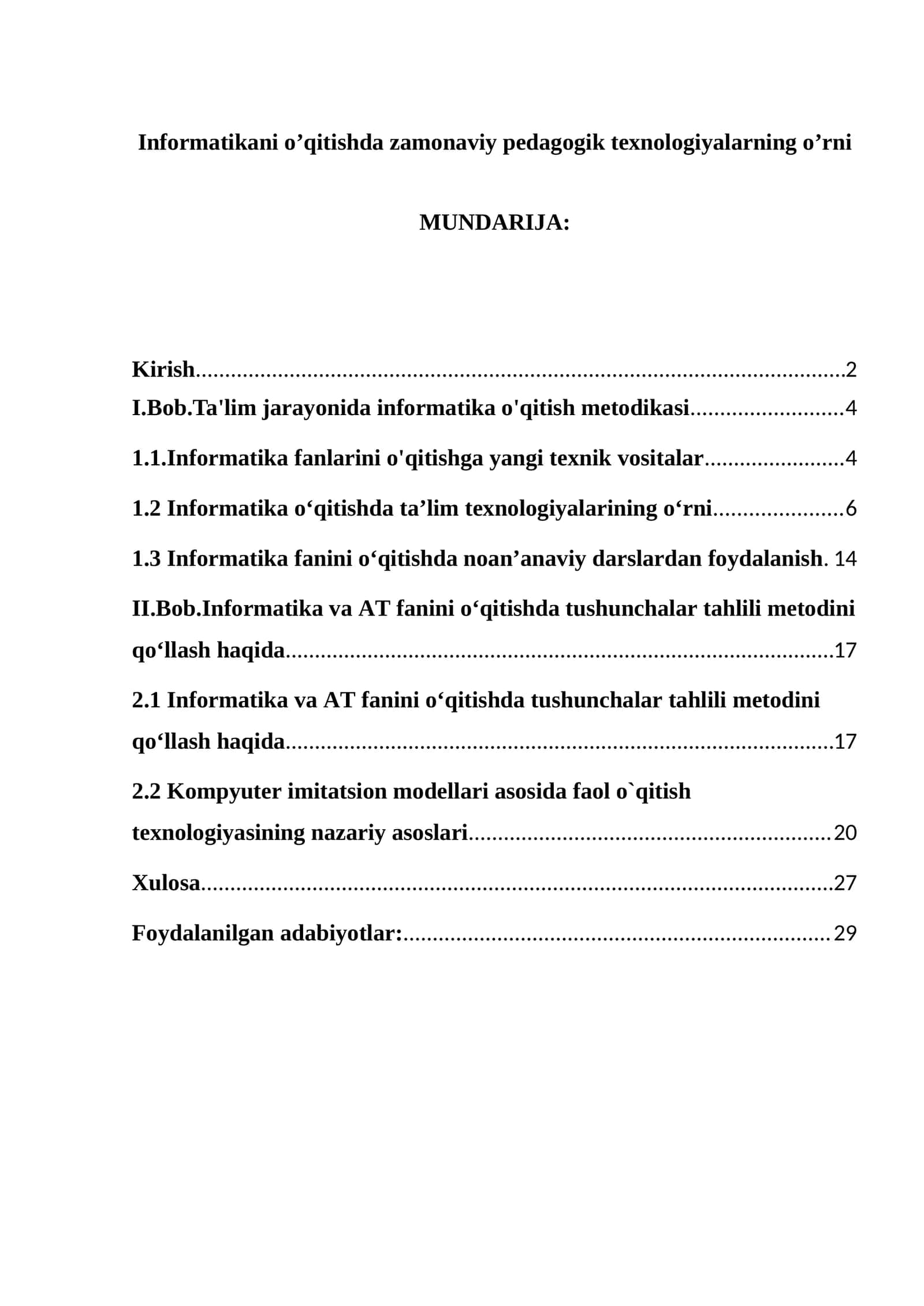 Informatikani o’qitishda zamonaviy pedagogik texnologiyalarning o’rni 1
