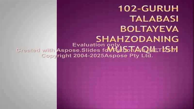 Shaxsning mustaqil ish 1