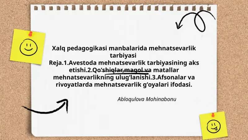 Xalq pedagogikasi manbalarida mehnatsevarlik tarbiyasi 1