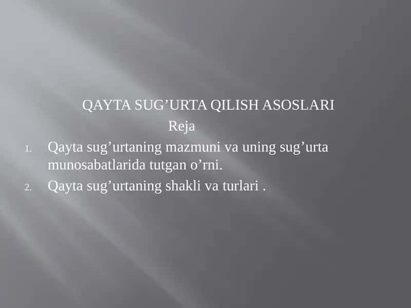 QAYTA SUG’URTA QILISH ASOSLARI 1