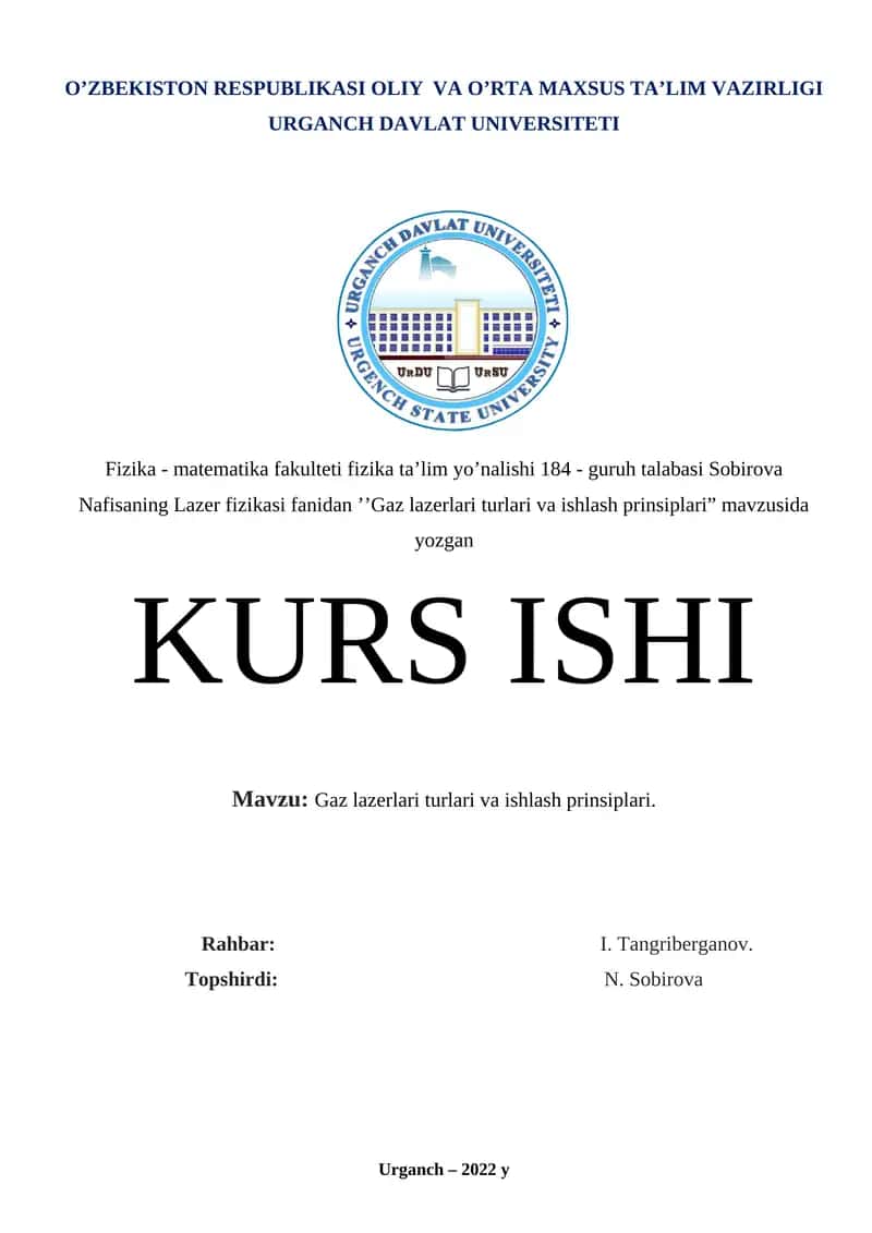 Gaz lazerlari turlari va ishlash prinsiplari 1