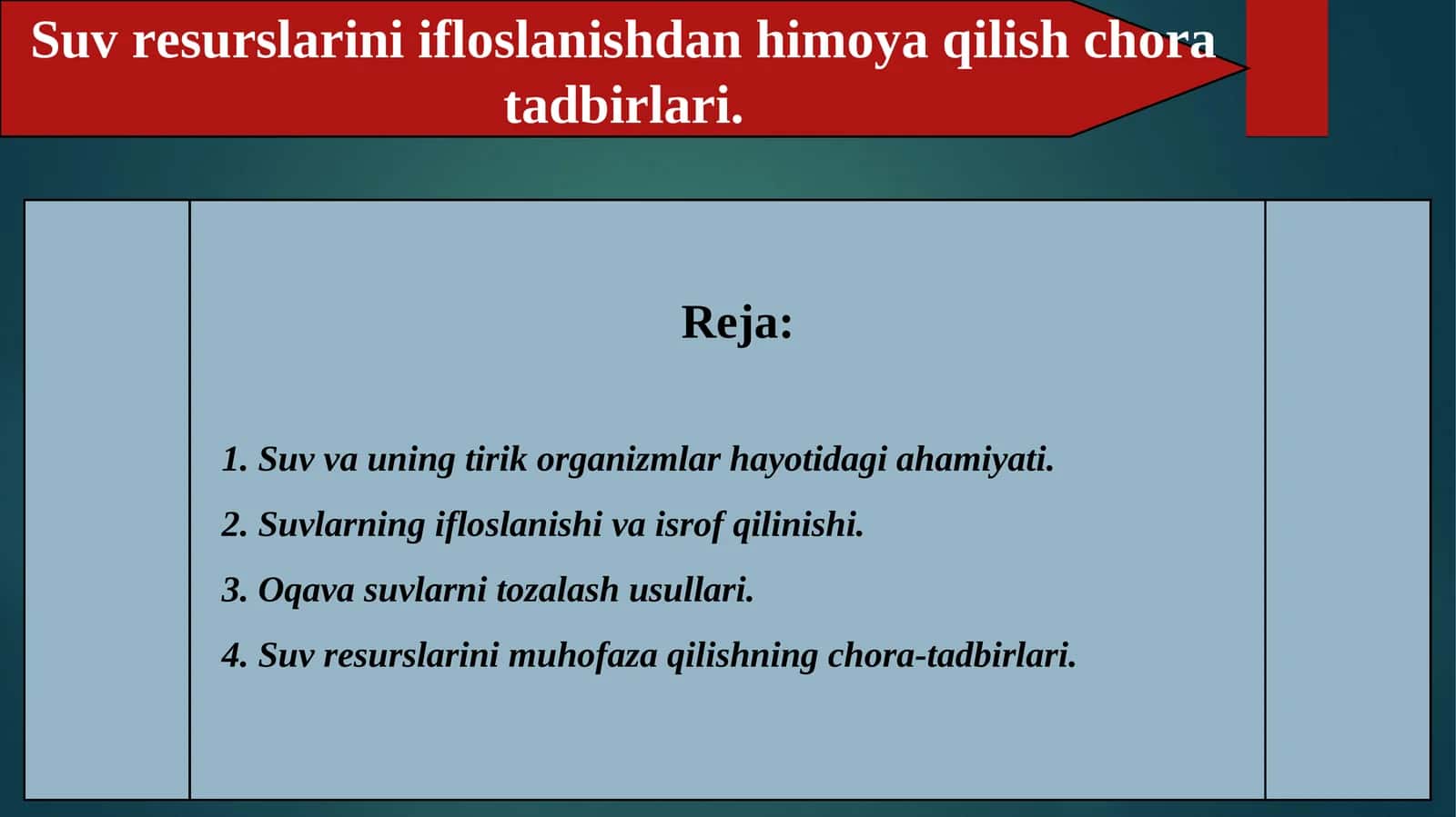 Suv resurslarini ifloslanishdan himoya qilish chora tadbirlari 1