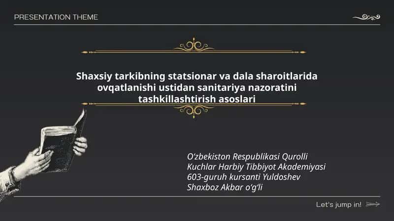 Shaxsiy tarkibning statsionar va dala sharoitlarida ovqatlanishi ustidan sanitariya nazoratini tashkillashtirish asoslari 1
