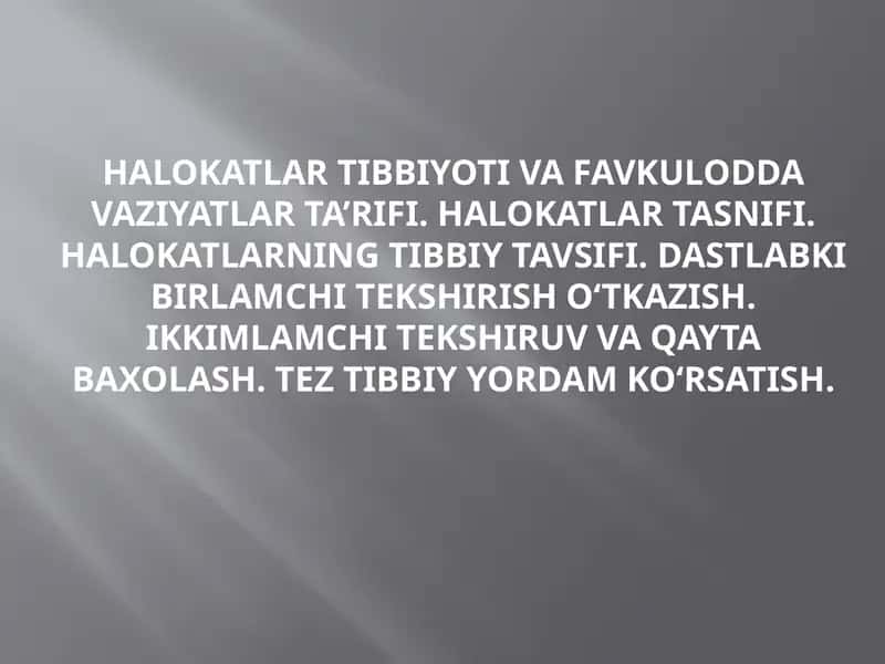 Halokatlar tibbiyoti 1