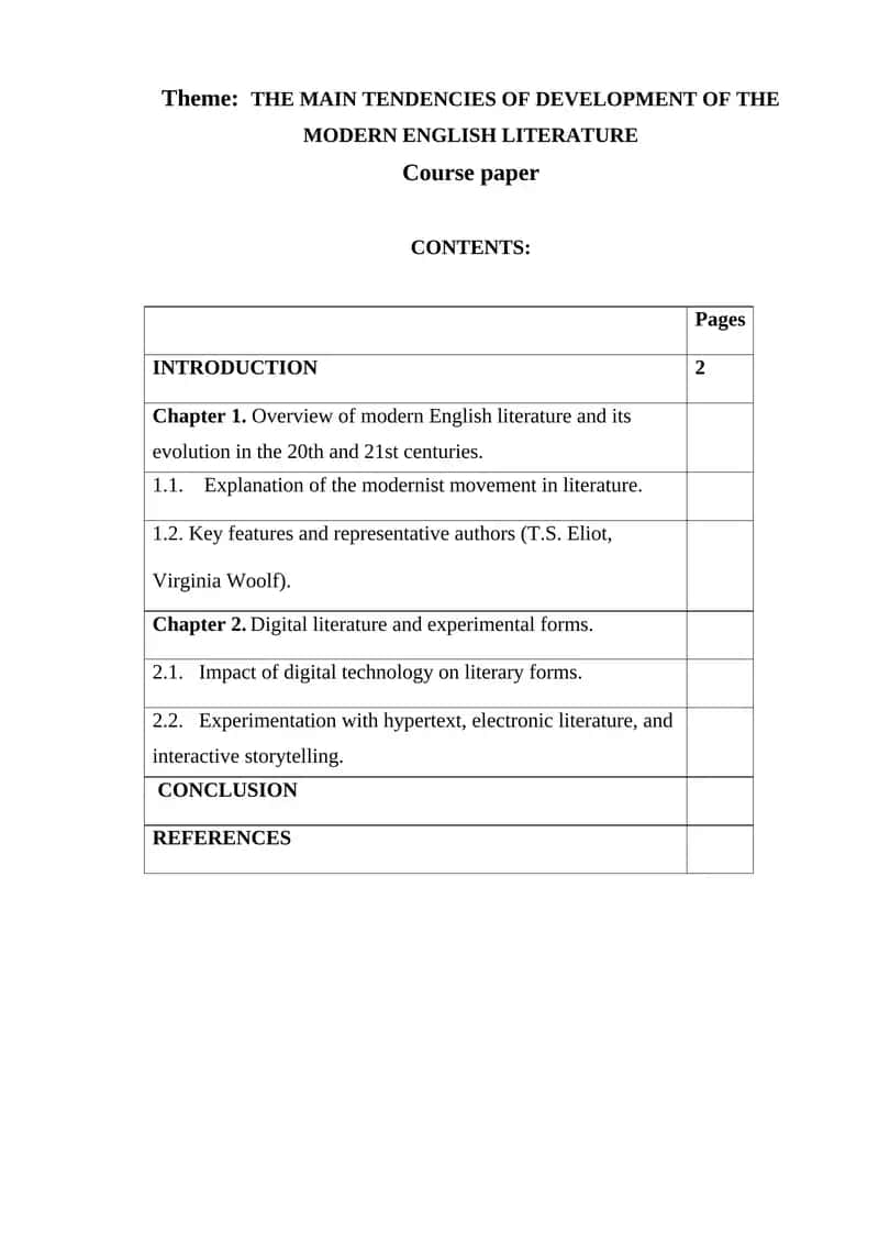 THE MAIN TENDENCIES OF DEVELOPMENT OF THE MODERN ENGLISH LITERATURE 1