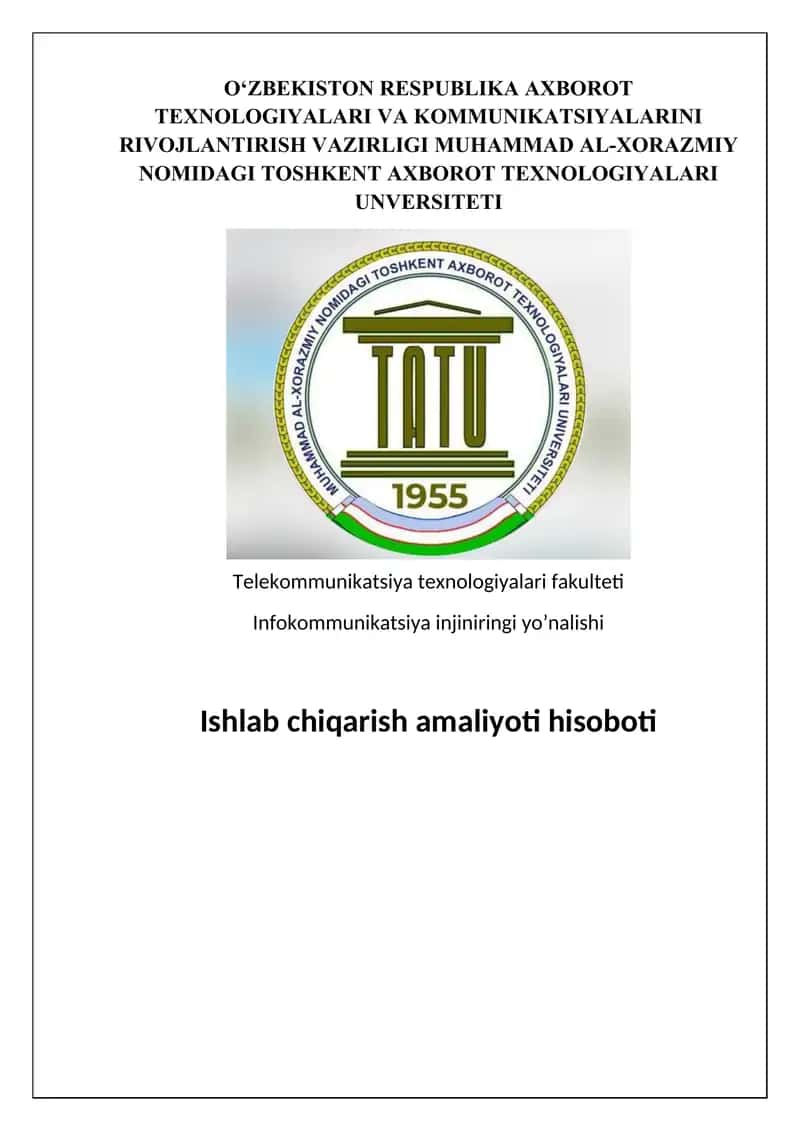Amaliyot hisobati telekomunikatsiya  fakulteti 1