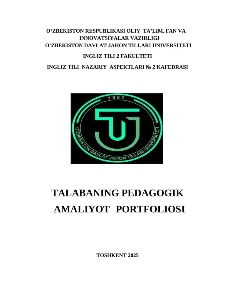 Pedagogik amaliyot portfolyosi 1