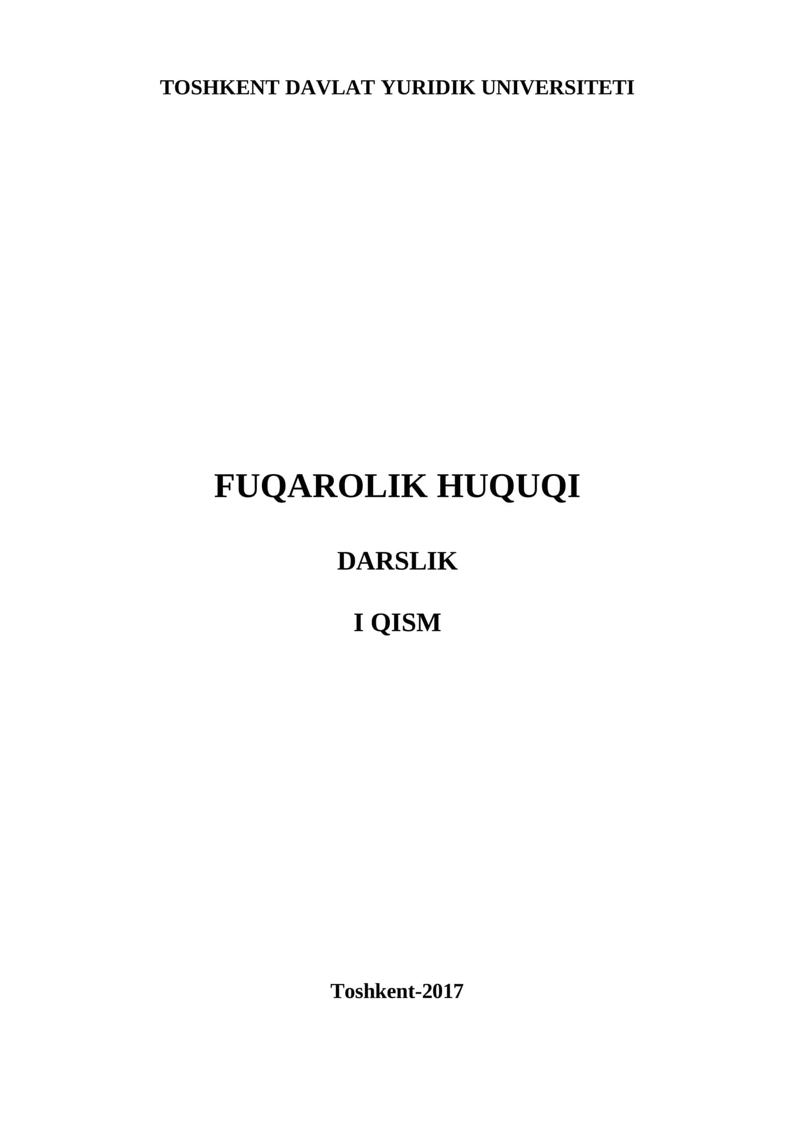 FUQAROLIK HUQUQI  DARSLIK I QISM 1